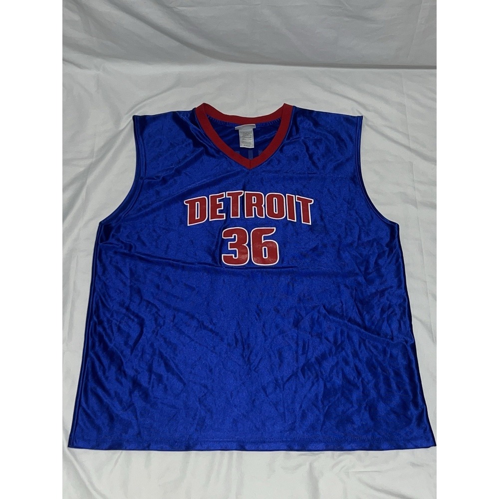 NBA Detroit Pistons Jersey Mens 2XL Blue Red #36 Rasheed Wallace Basketball - Picture 2 of 7